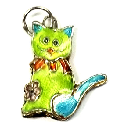 ENAMEL CAT 20X26MM APPLE GREEN